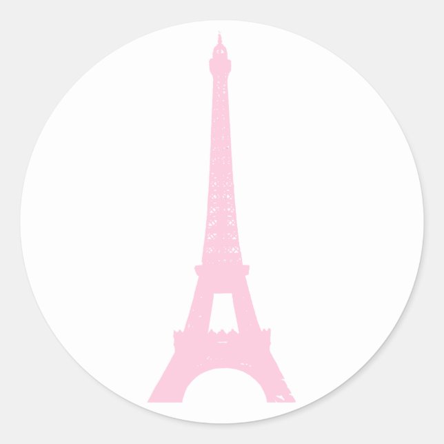 Rond Sticker Tour Eiffel rose (Devant)