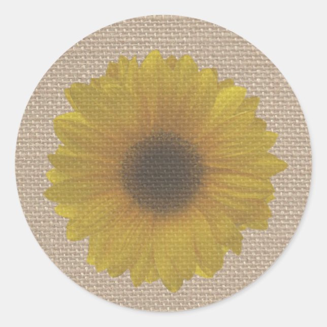 Rond Sticker Tournesol Inspiré Burlap (Devant)