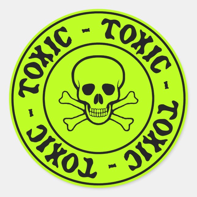 Rond Sticker toxique pour le crâne et les os croisés (Devant)