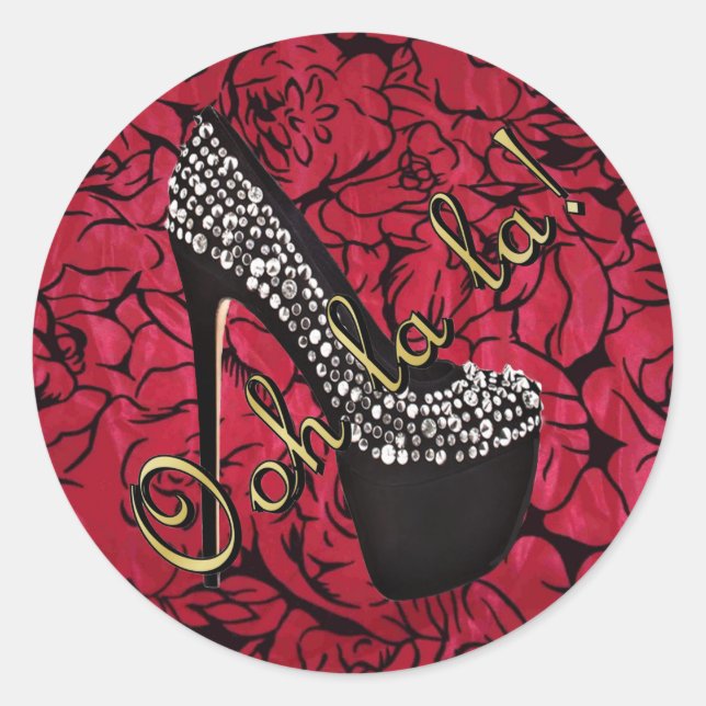 Rond Sticker Tres Chic Rouge Fleurs (Devant)