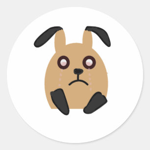 Rond Sticker Triste Visage Bunny Pleurant