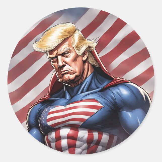 Rond Sticker Trump Epic Superhero (Devant)