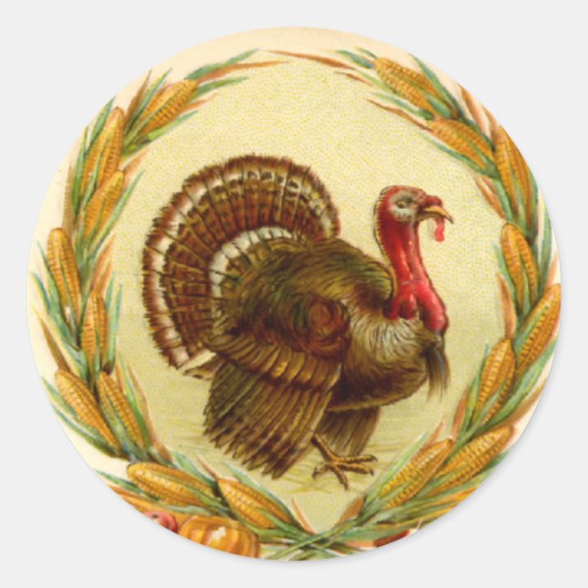 Rond Sticker Turquie Thanksgiving vintage (Devant)