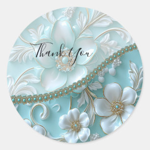 Rond Sticker turquoise Floral