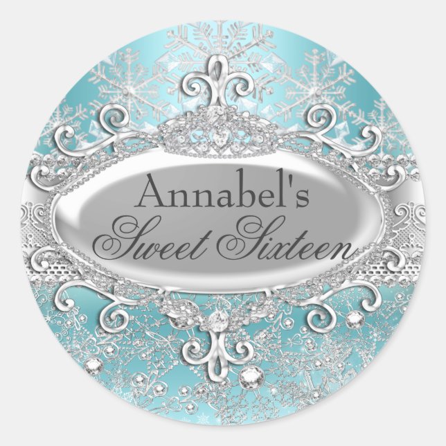 Rond Sticker turquoise Princess Winter Wonderland Sweet (Devant)