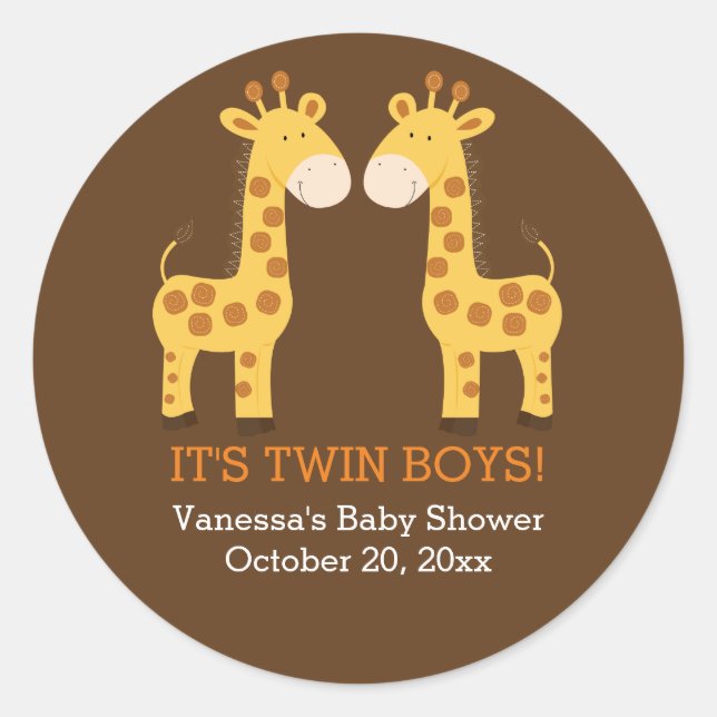 Rond Sticker Twin Giraffes Twins Round Faveur (Devant)