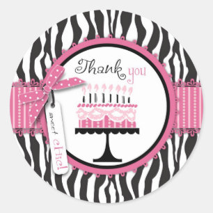 Rond Sticker TY Gâteau d'anniversaire sauvage rose