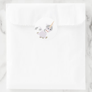 Rond Sticker Unicorn Carton Facétieux