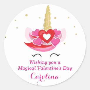 Rond Sticker Unicorn de la Saint Valentin