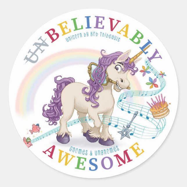 Rond Sticker Unicorn incroyablement génial (Devant)