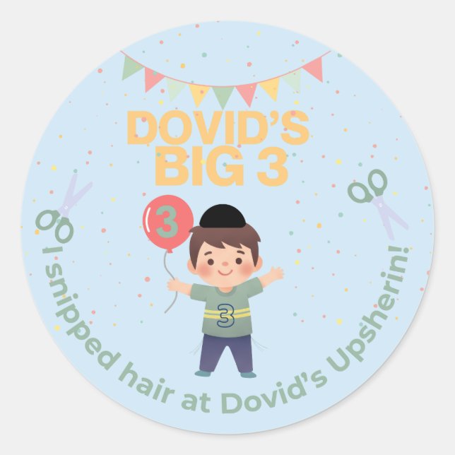 Rond Sticker Upsherin personnalisé (Devant)