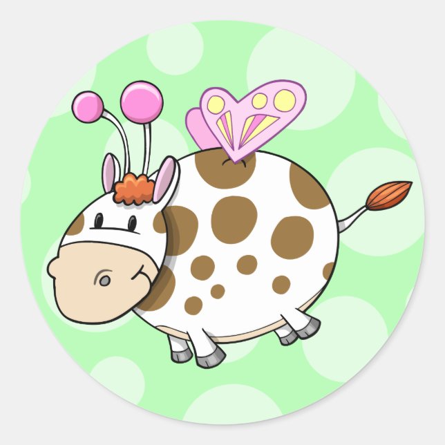 Rond Sticker Vache Fée Cute (Devant)
