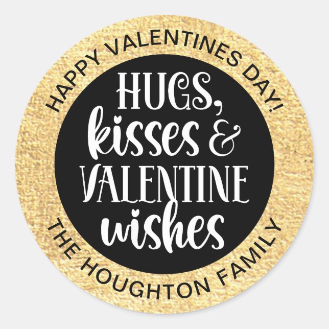 Rond Sticker Valentine Black Gold personnalisé (Devant)