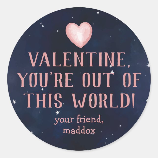 Rond Sticker Valentine hors du monde (Devant)