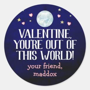 Rond Sticker Valentine hors du monde