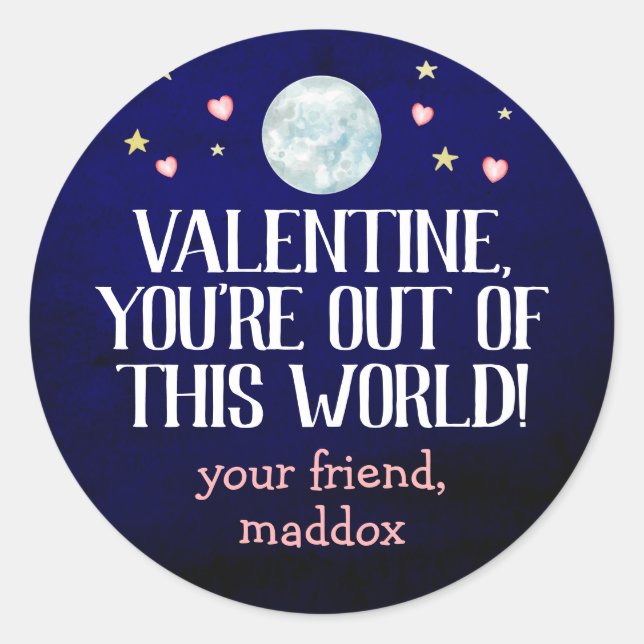 Rond Sticker Valentine hors du monde (Devant)