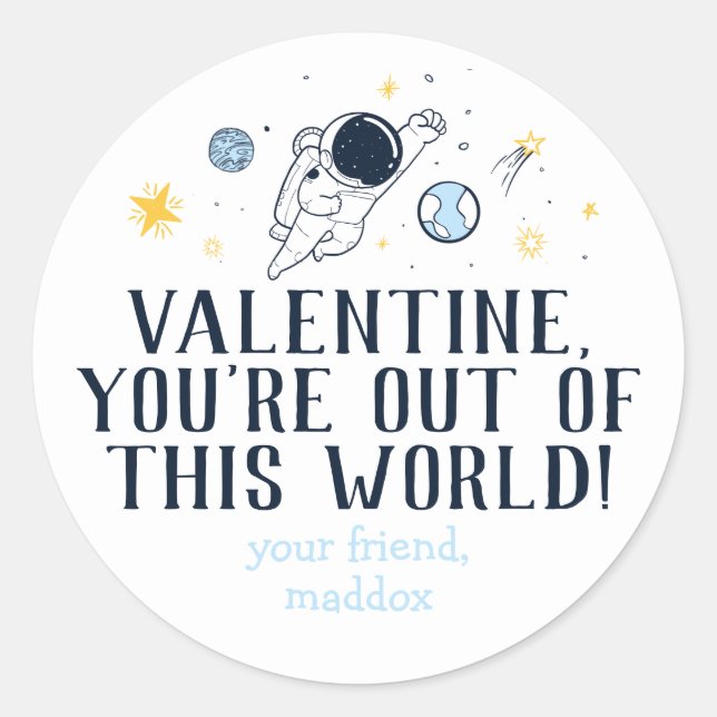 Rond Sticker Valentine hors du monde (Devant)