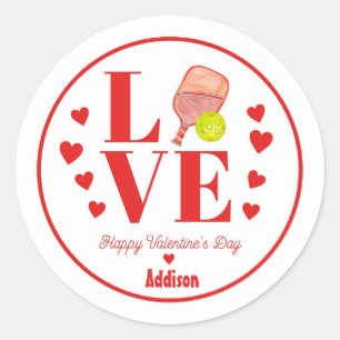 Rond Sticker Valentine Pickleball, LoVE Pickleball