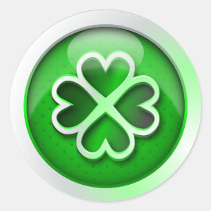 Rond Sticker vert brillant quatrefoil St. Patrick's Day