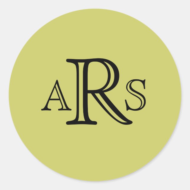 Rond Sticker vert initial du Mariage Monogramme (Devant)