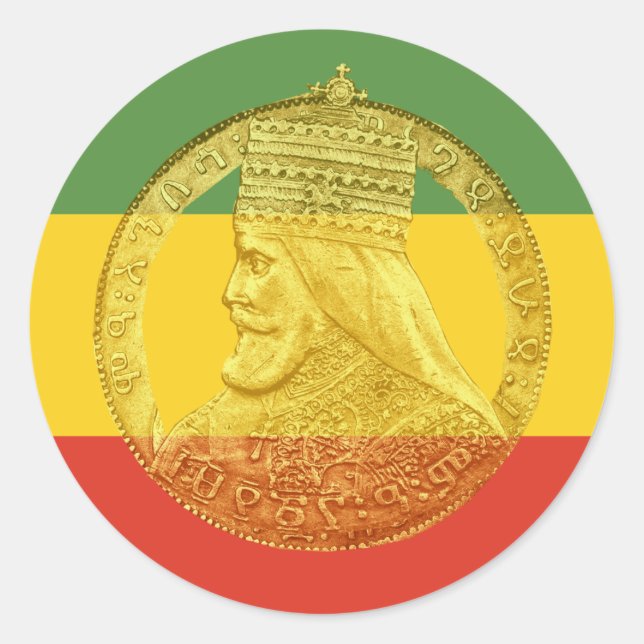 Rond Sticker vert or rouge Haile Selassie (Devant)