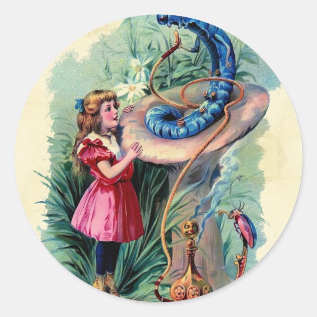 Rond Sticker vintage Alice In Wonderland (Devant)