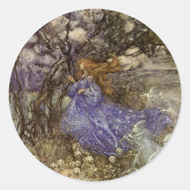 Rond Sticker vintage Arthur Rackham Fairy Round (Devant)