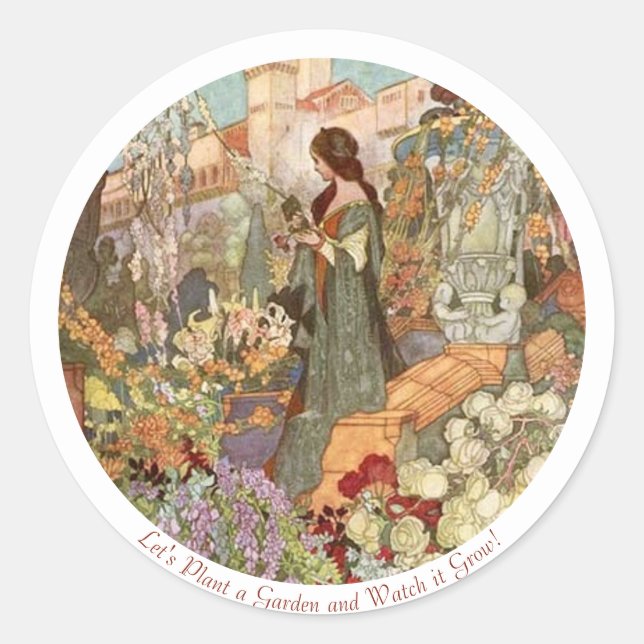 Rond Sticker vintage Charles Robinson Gardening (Devant)