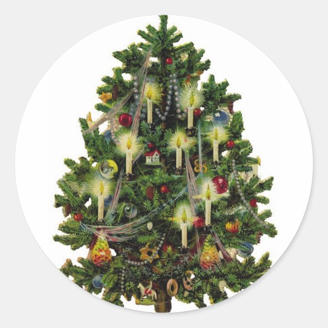 Rond Sticker Vintage Christmas Tree (Devant)