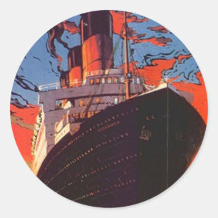 Rond Sticker Vintage Croisière Voyage Promo