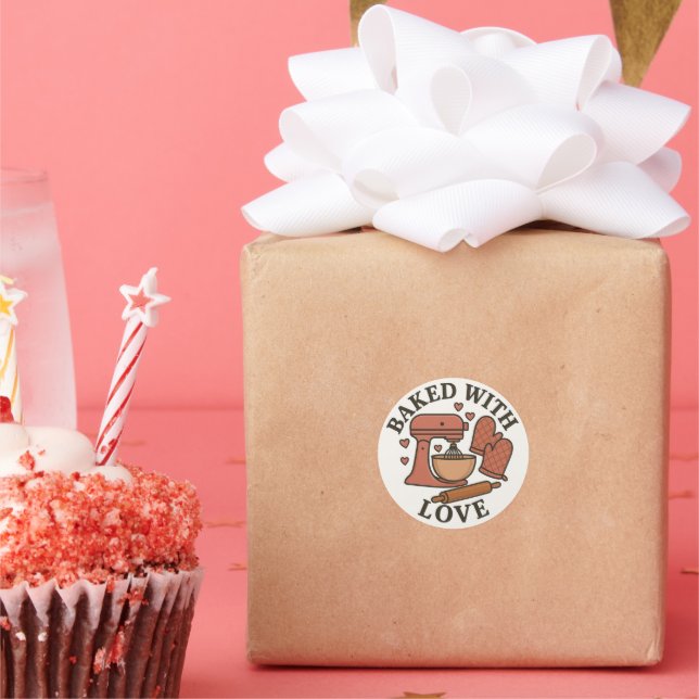 Rond Sticker vintage Cuit Avec Amour (Fête)