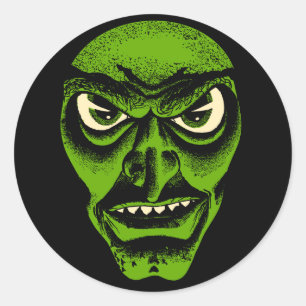 Rond Sticker vintage Halloween Demon ou Witch