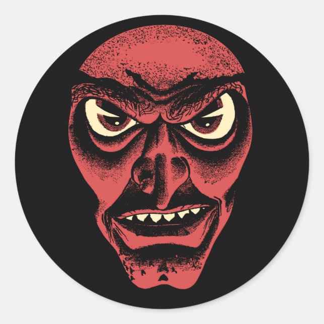 Rond Sticker vintage Halloween Demon ou Witch (Devant)
