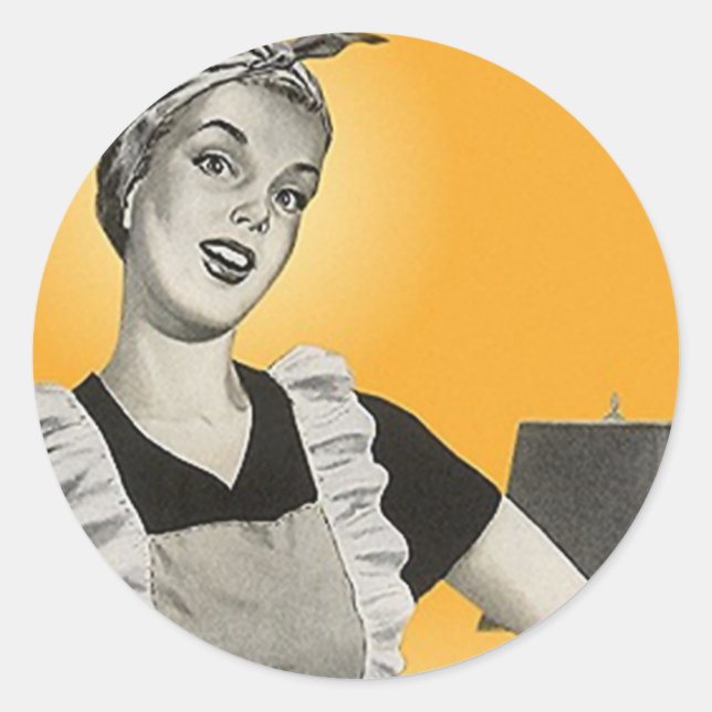 Rond STICKER Vintage Happy Housekeeper Cercles Vacuum (Devant)