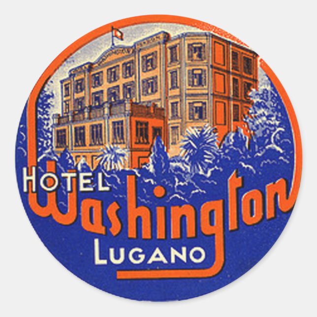 Rond Sticker vintage Hotel & Travel (Devant)