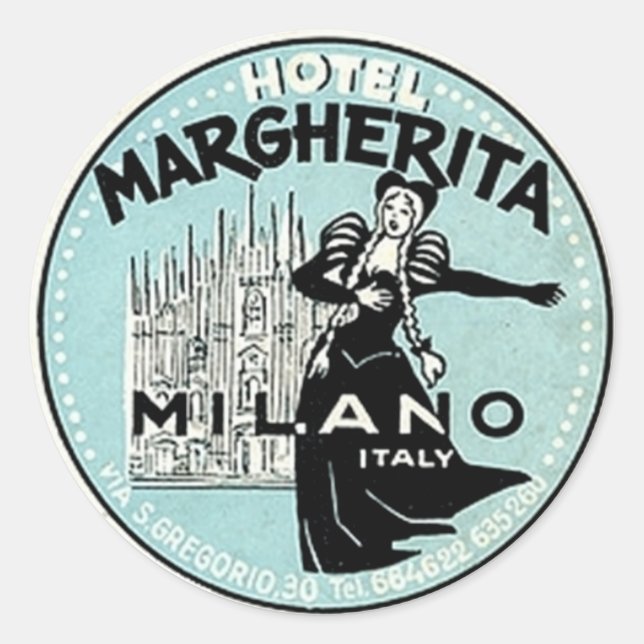 Rond Sticker vintage Hotel & Travel (Devant)
