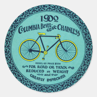 Rond Sticker vintage jaune Turquoise Columbia