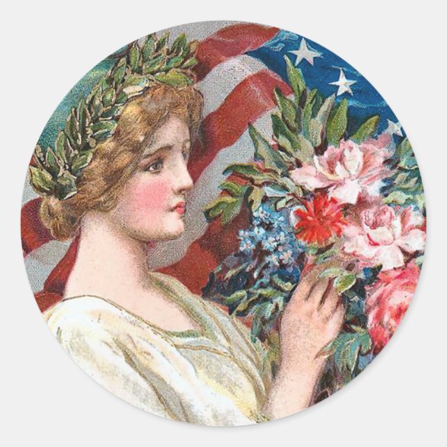 Rond Sticker vintage Lady Liberty (Devant)