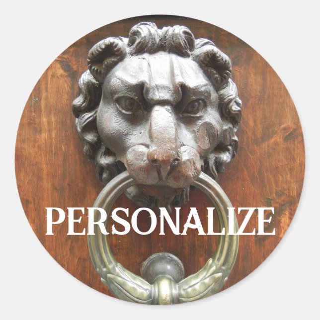 Rond Sticker vintage Lion Door Knocker Round (Devant)