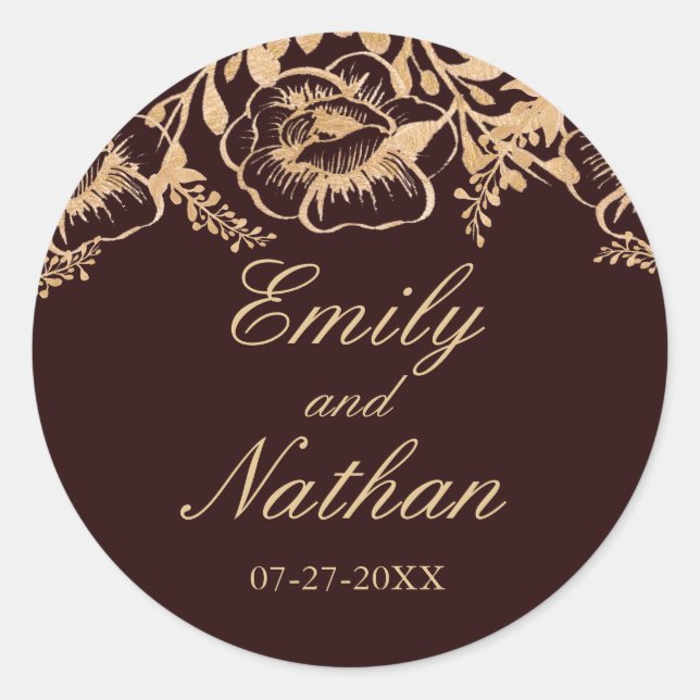 Rond Sticker vintage Mariage de Bourgogne d'or (Devant)