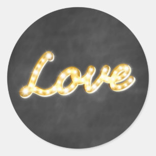Rond Sticker vintage Marquee Lights Love - tableau de b
