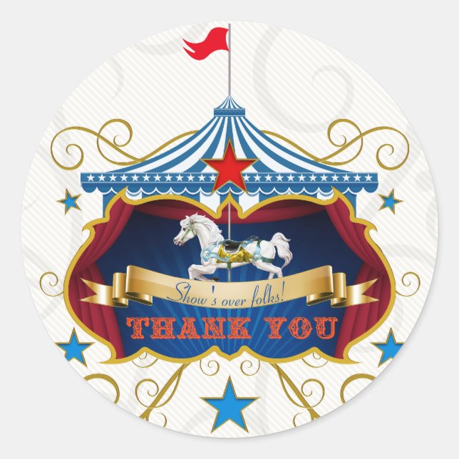 Rond Sticker vintage Merci de cheval Carousel (Devant)