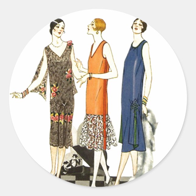 Rond Sticker Vintage Mode Dames Flapper Shift Robe (Devant)