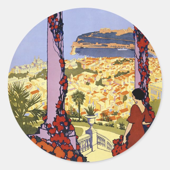 Rond Sticker vintage Monte Carlo Travel Round (Devant)
