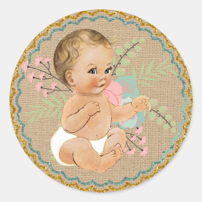 Rond Sticker vintage pour bébé et mason Jar (Devant)