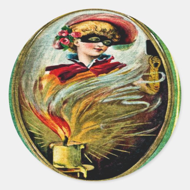 Rond Sticker vintage pour carte Halloween (Devant)