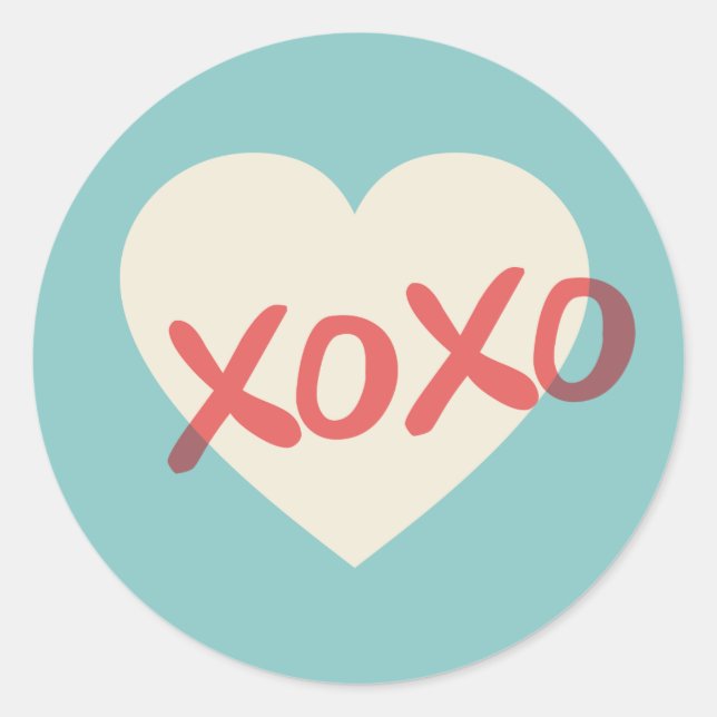 Rond Sticker vintage Retro Heart XOXO Valentine's Day (Devant)