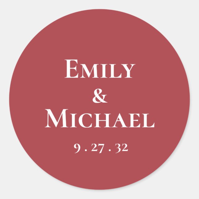 Rond Sticker vintage Rouge Bourgogne Blanc Roses Noms (Devant)