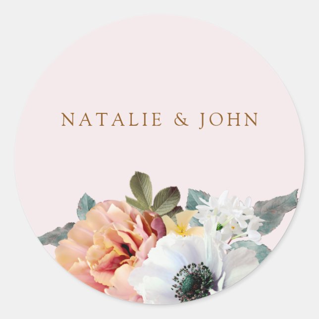 Rond Sticker vintage Rustic Peach Engagement Party (Devant)
