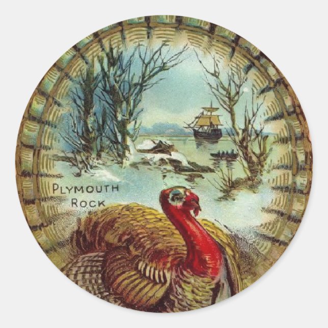 Rond Sticker vintage Thanksgiving Turquie (Devant)